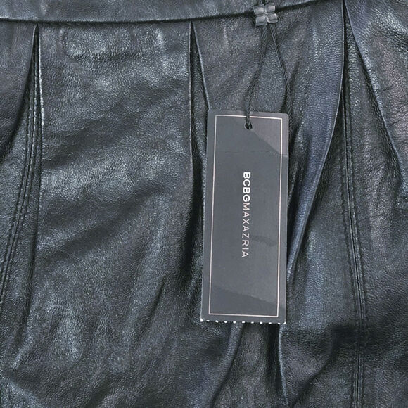 BCBGMaxAzria Women’s Leather Skirt Size Large Black Minimalist Luxe - Picture 14 of 15